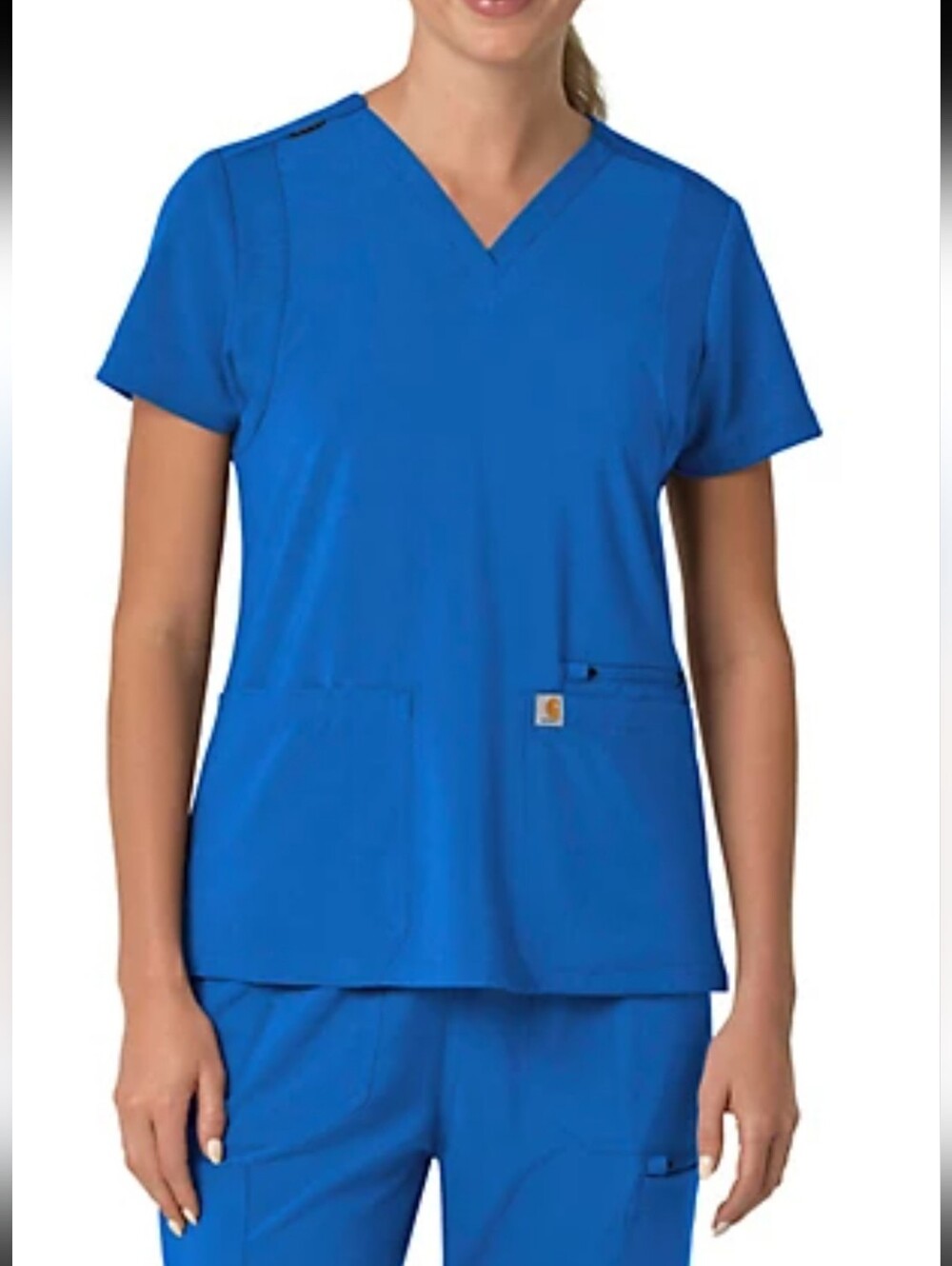 NWT Carhartt Women Force Modern Fit Medical Scrub Top Blue XL flex panel v-neck
